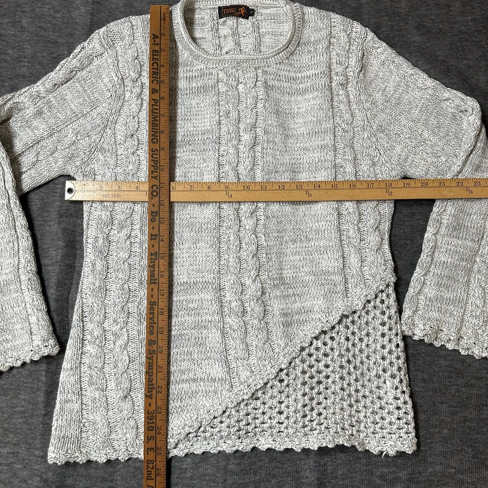 Ladies TIVOLI Linen Cotton Sweater Gray Rolled Neck L - Picture 6 of 10